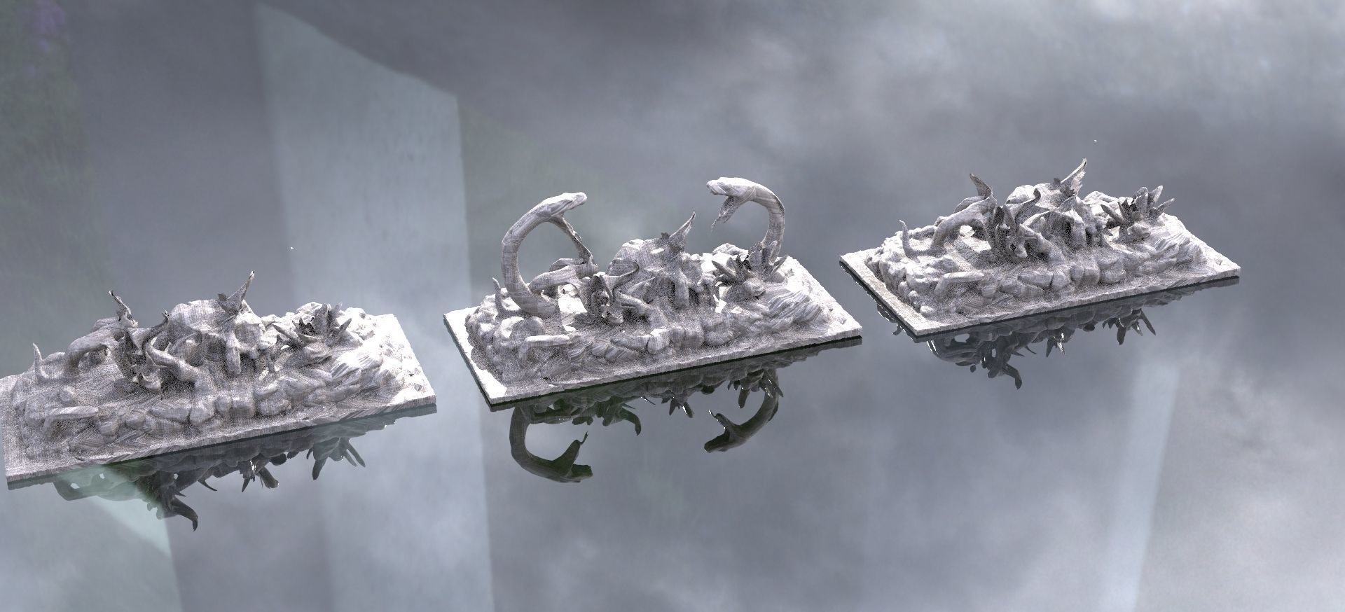 Ancient Dragons Ground Mayan Statues Model Stand 6 model 3D model_9