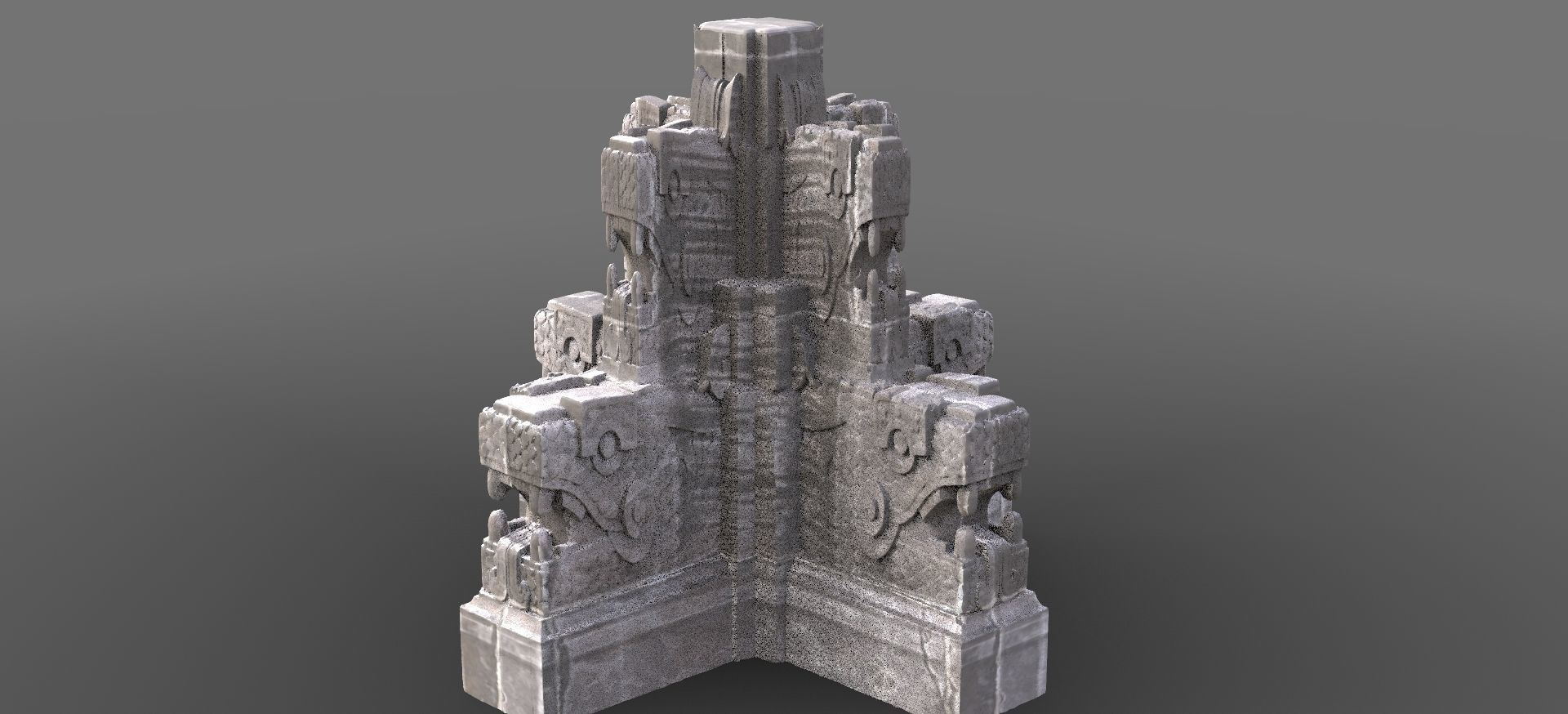 Ancient Dragons Ground Mayan Statues Model Stand 6 model 3D model_1