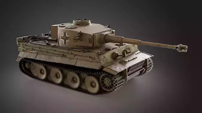 WW2 German Tiger tank Low-poly 3D model