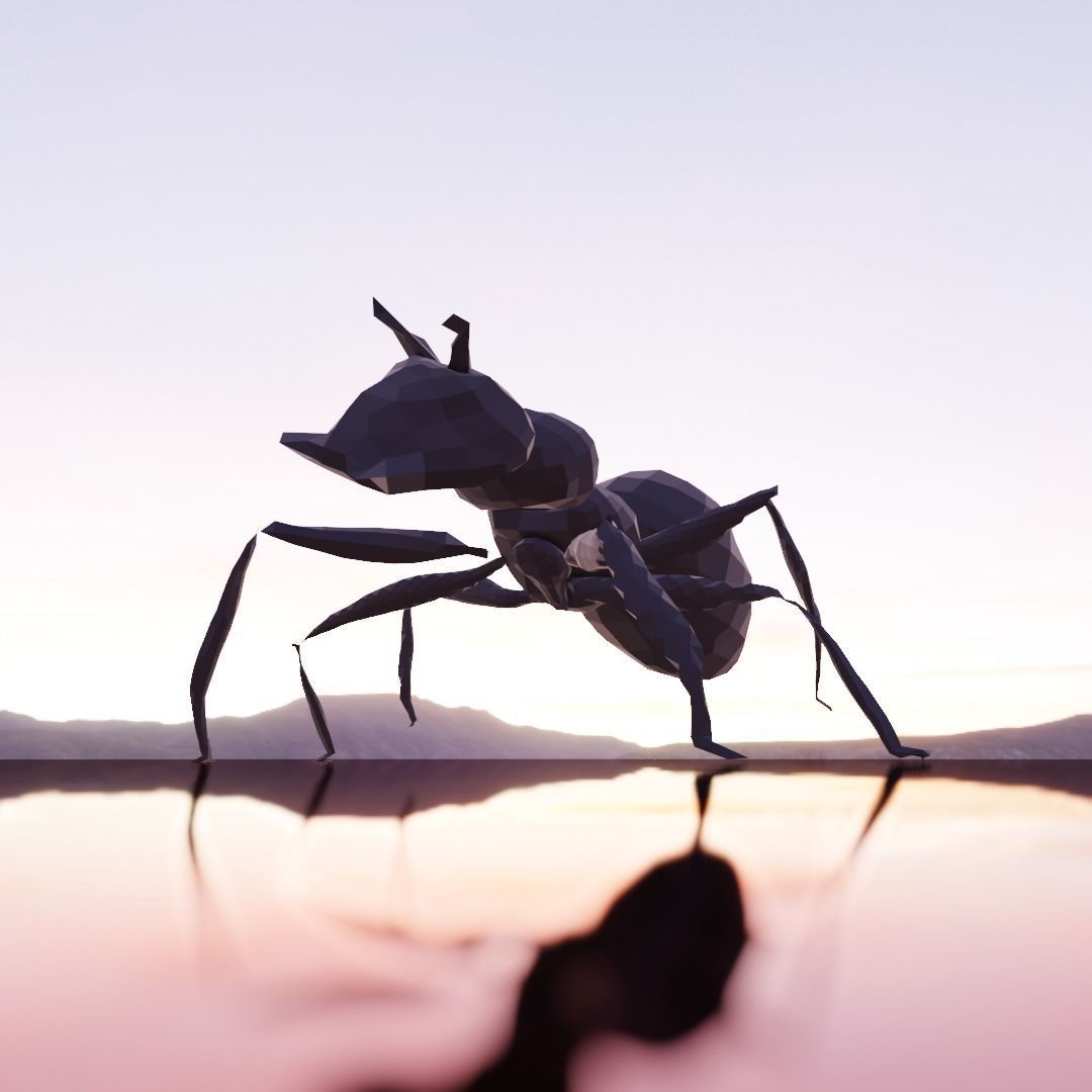 ant insect lowpoly bug Free low-poly 3D model_2