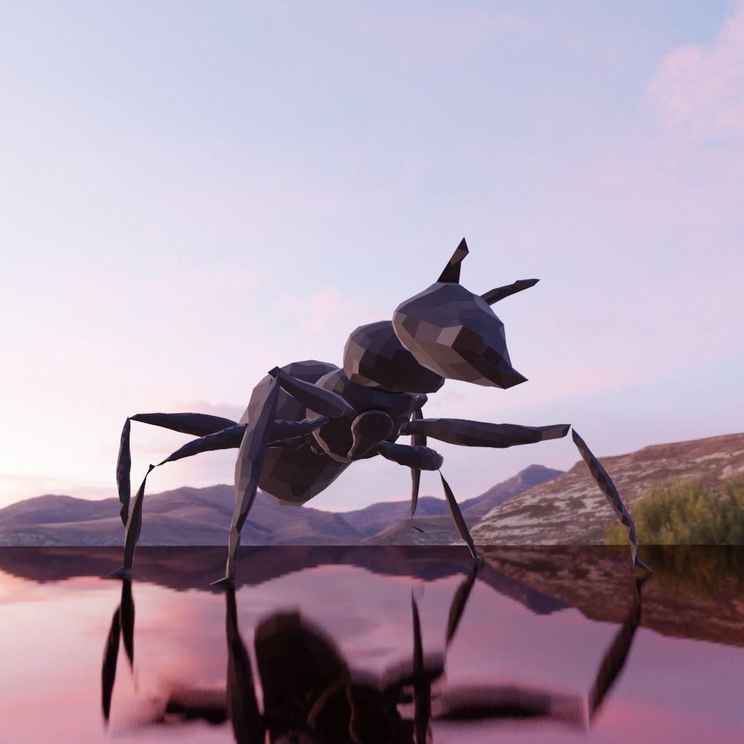 ant insect lowpoly bug Free low-poly 3D model_1