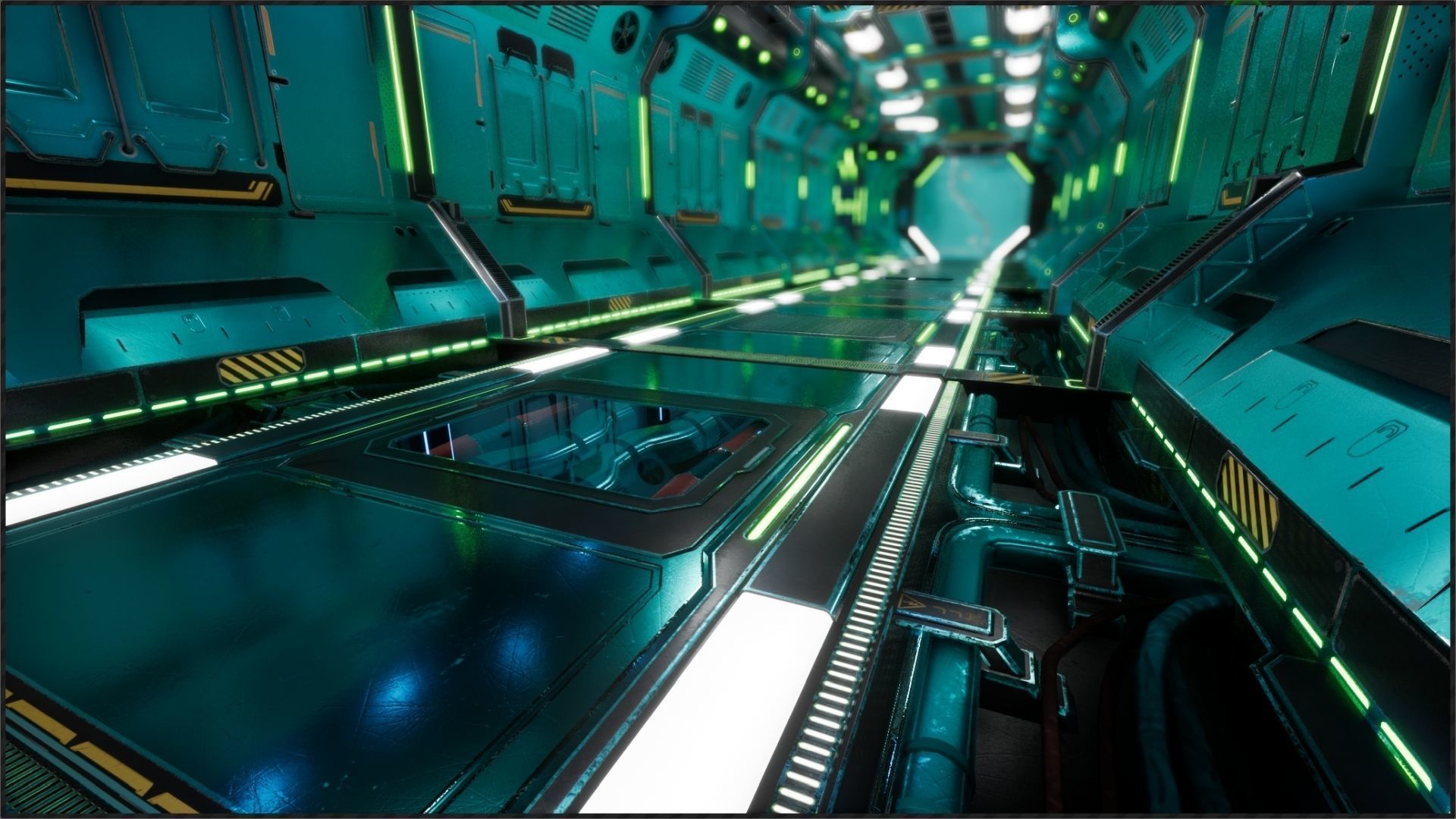 Modular Scifi Interior Spaceship Environment UE4 Low-poly 3D model_8