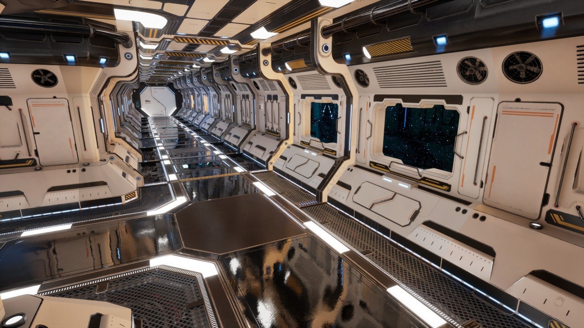 Modular Scifi Interior Spaceship Environment UE4 Low-poly 3D model_32