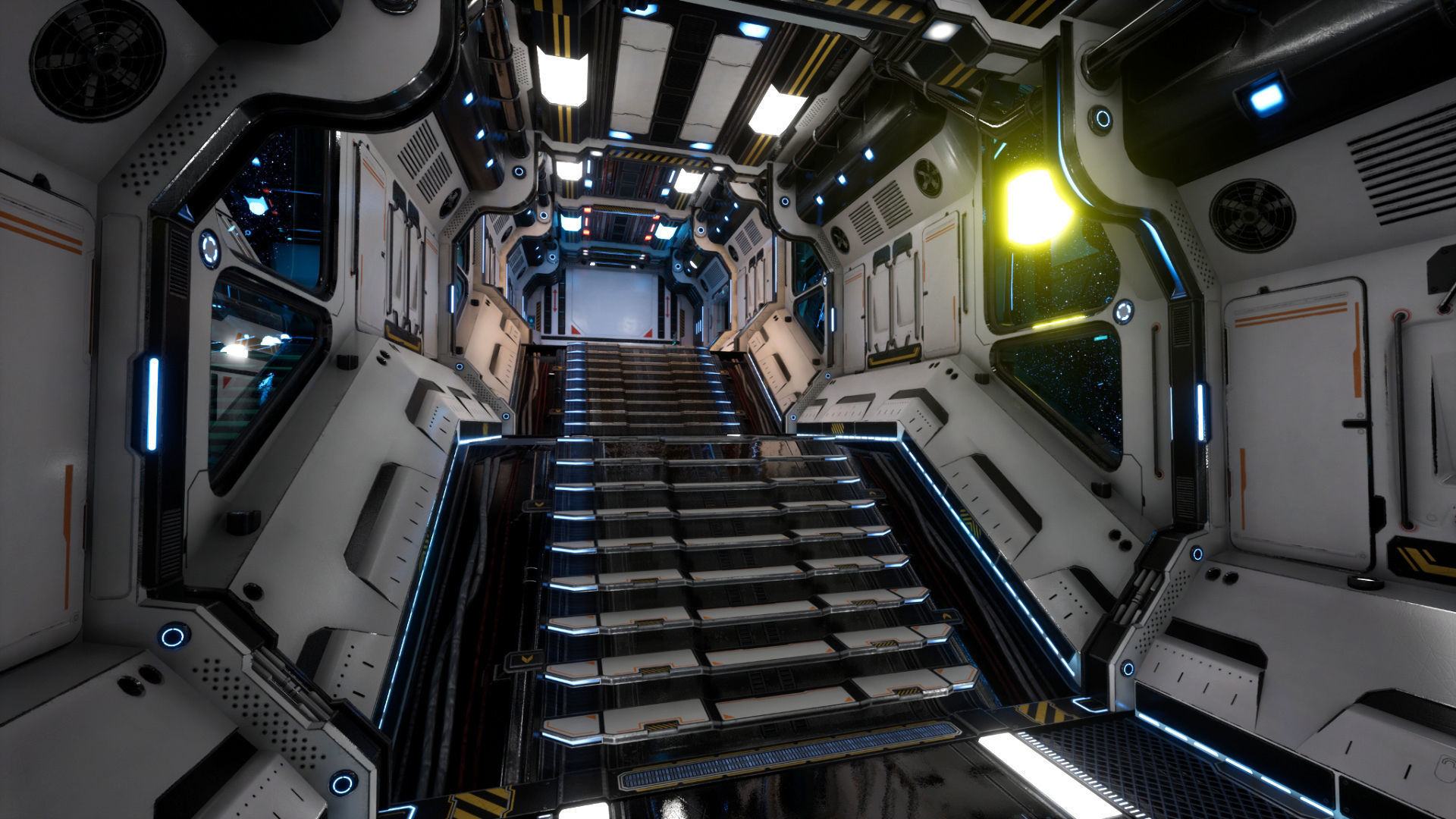 Modular Scifi Interior Spaceship Environment UE4 Low-poly 3D model_3