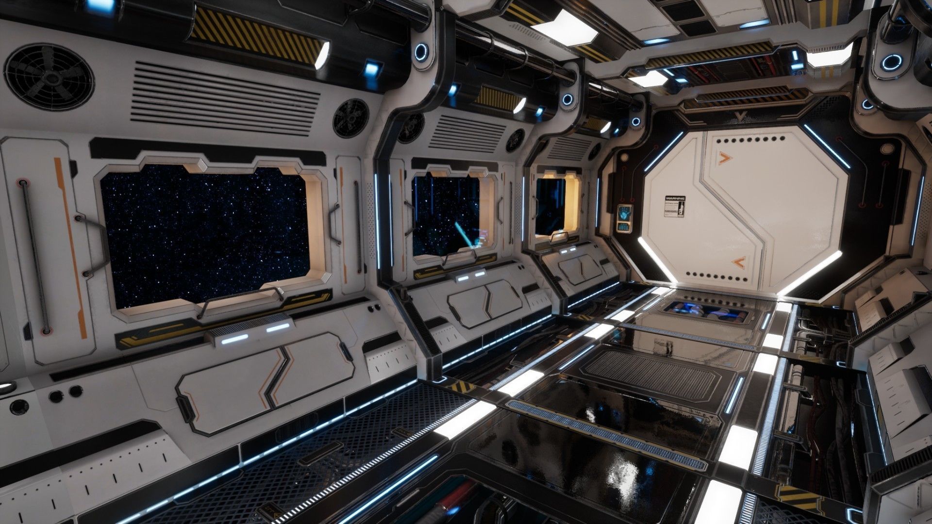 Modular Scifi Interior Spaceship Environment UE4 Low-poly 3D model_34