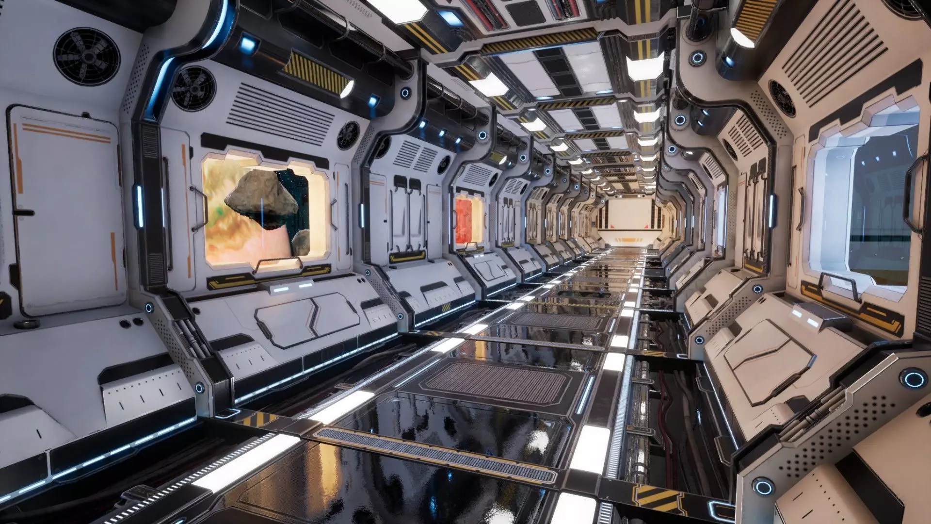 Modular Scifi Interior Spaceship Environment UE4 Low-poly 3D model_0