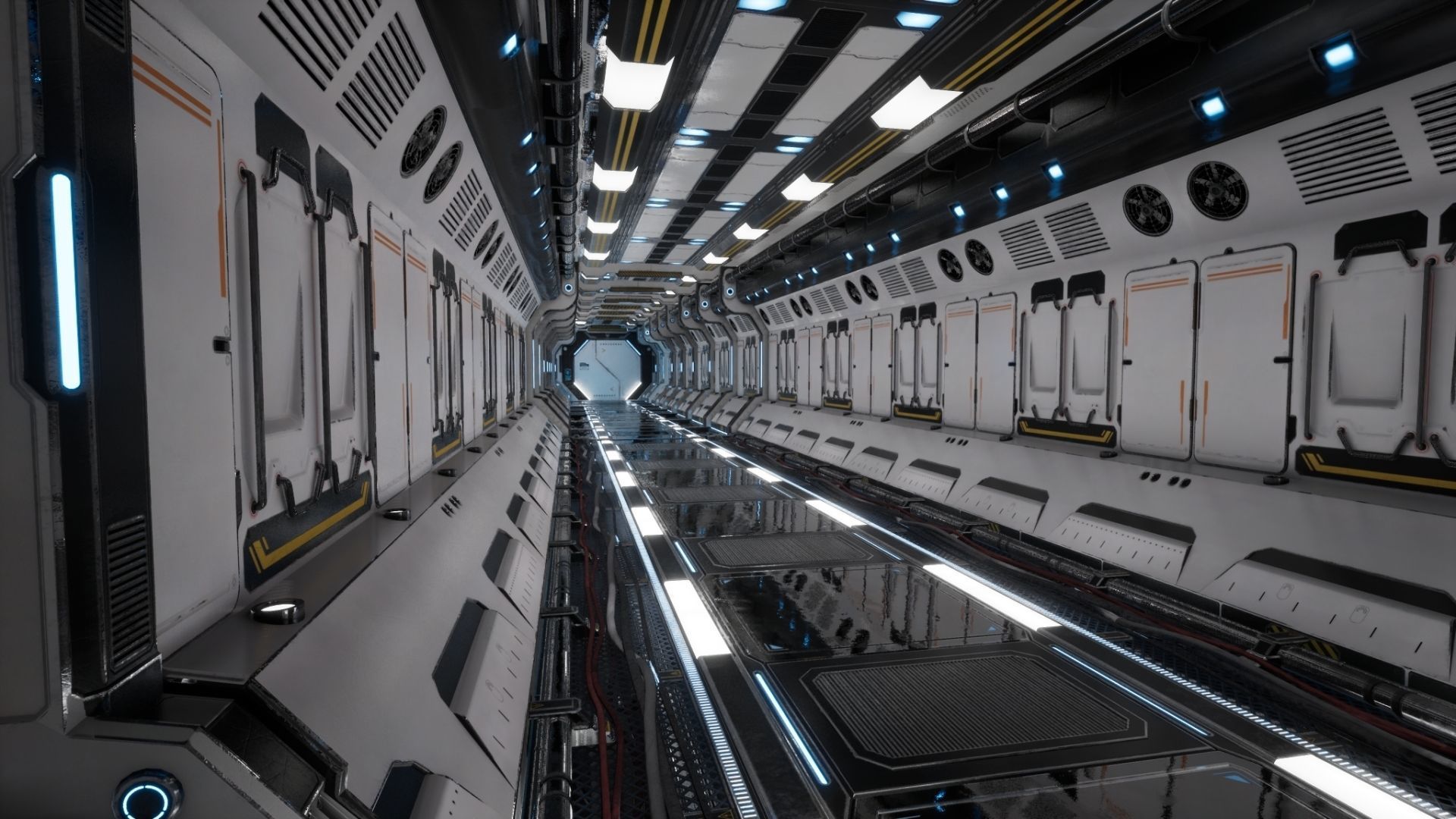 Modular Scifi Interior Spaceship Environment UE4 Low-poly 3D model_28