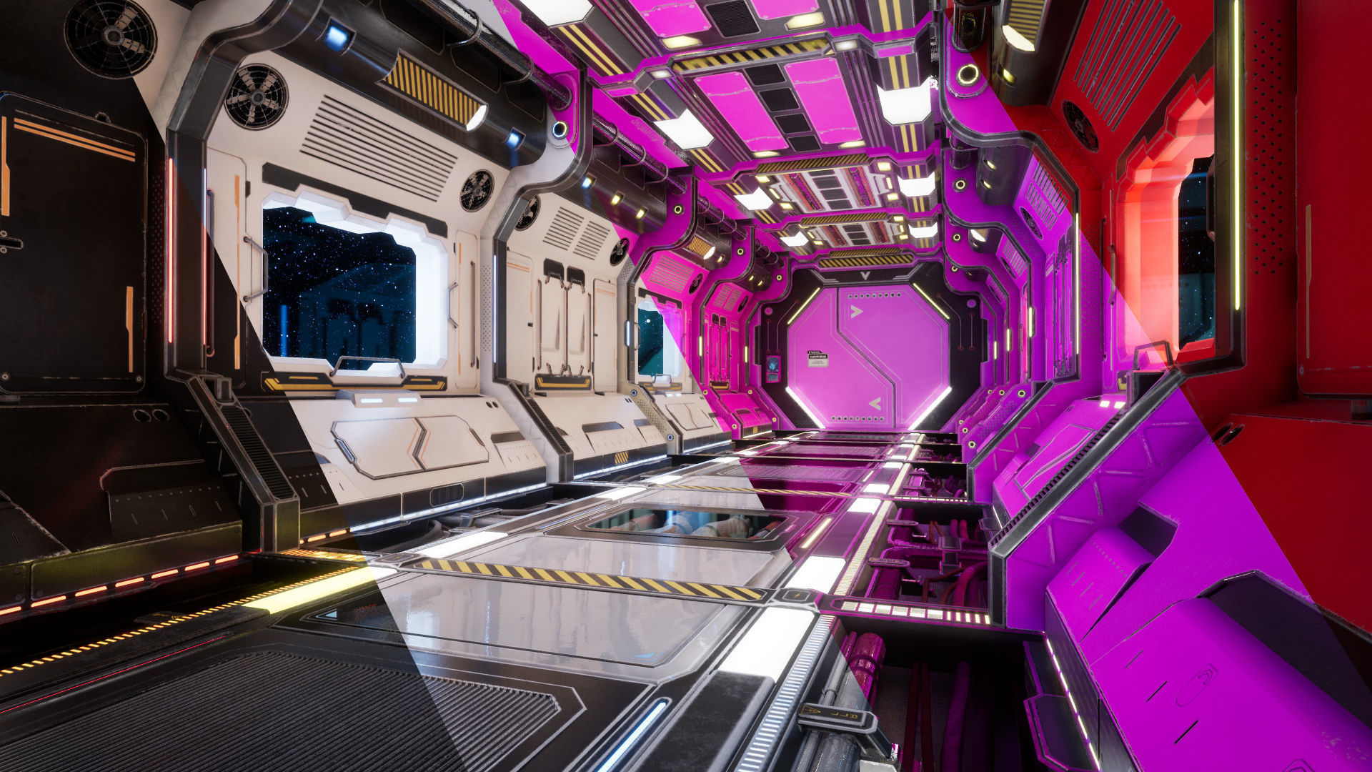 Modular Scifi Interior Spaceship Environment UE4 Low-poly 3D model_6