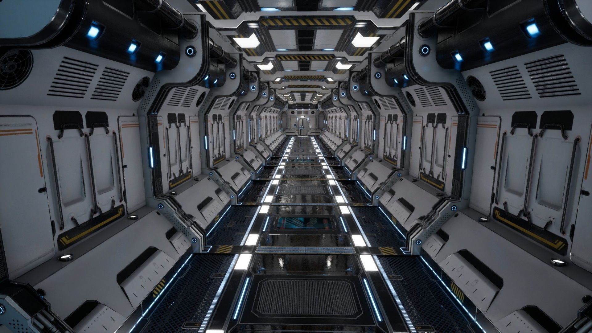 Modular Scifi Interior Spaceship Environment UE4 Low-poly 3D model_36
