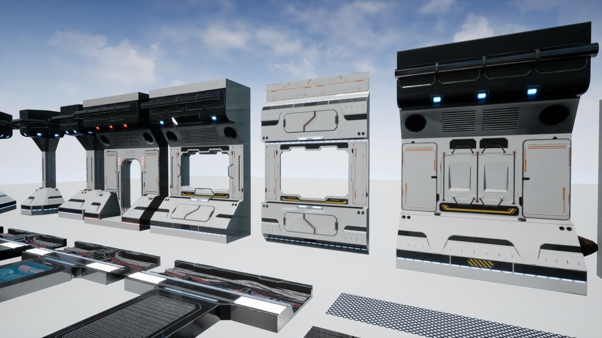 Modular Scifi Interior Spaceship Environment UE4 Low-poly 3D model_38