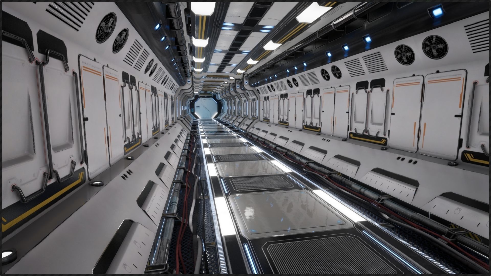 Modular Scifi Interior Spaceship Environment UE4 Low-poly 3D model_29