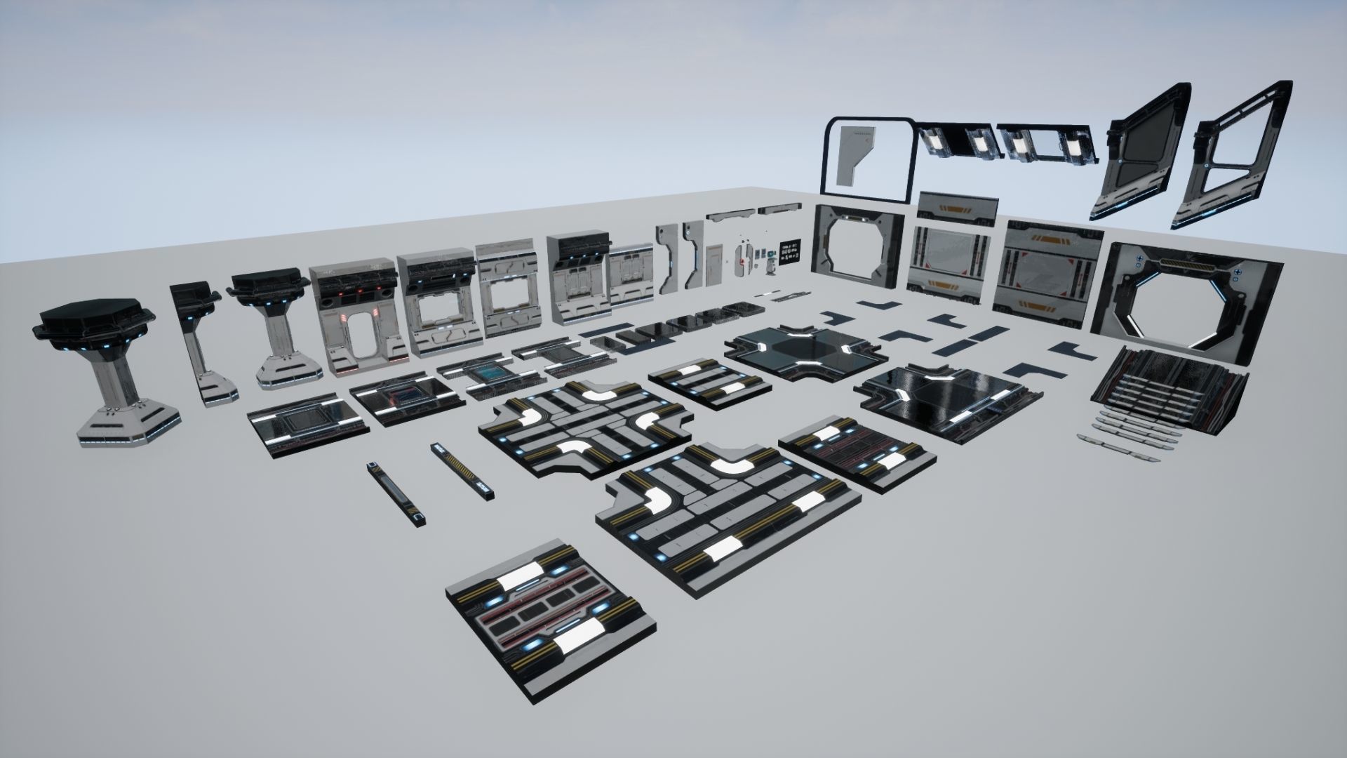 Modular Scifi Interior Spaceship Environment UE4 Low-poly 3D model_37