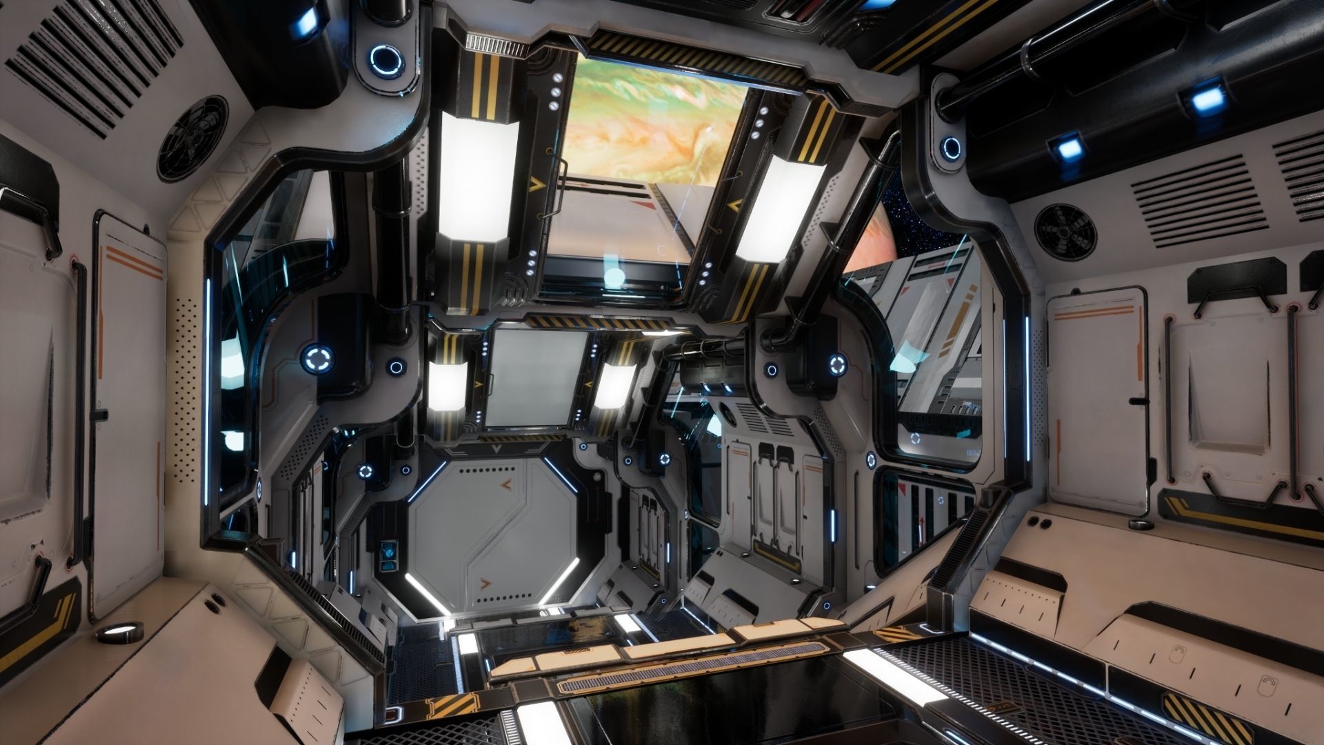 Modular Scifi Interior Spaceship Environment UE4 Low-poly 3D model_5