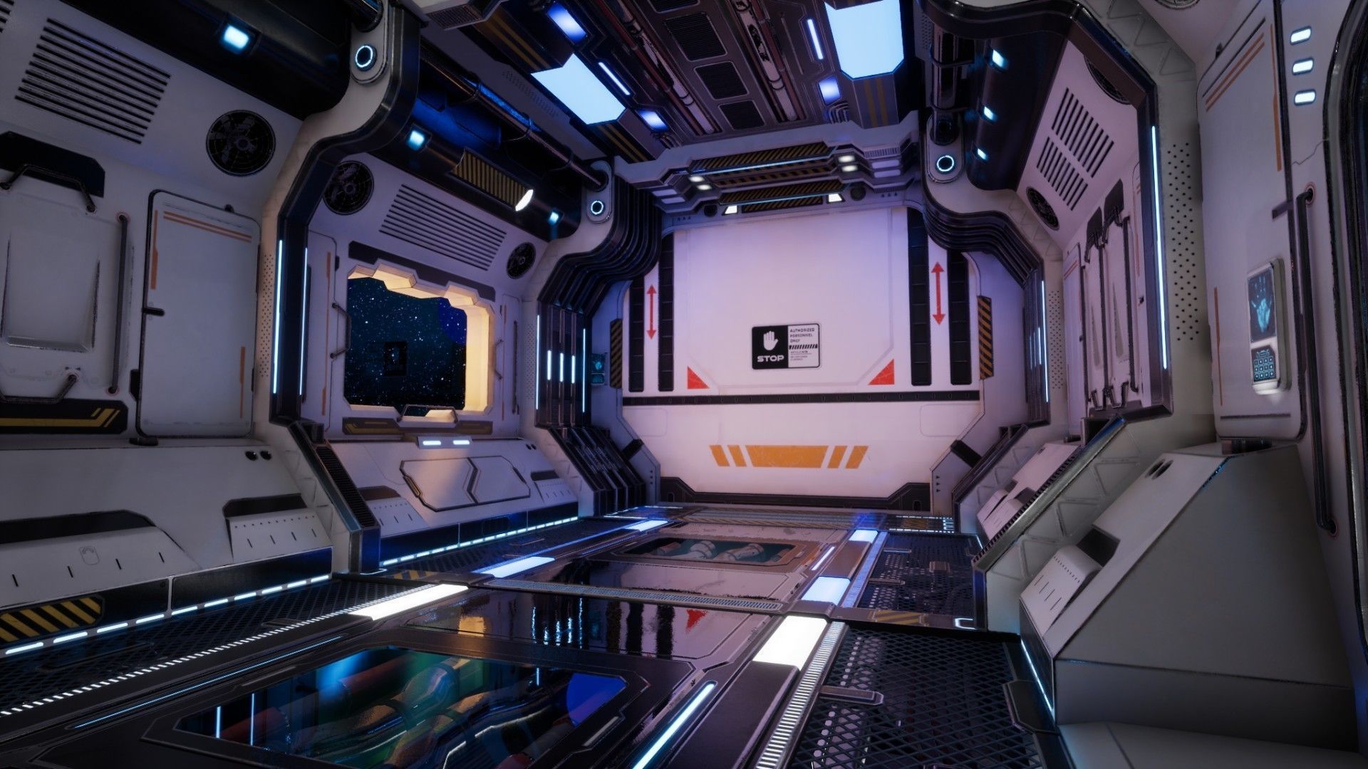 Modular Scifi Interior Spaceship Environment UE4 Low-poly 3D model_11
