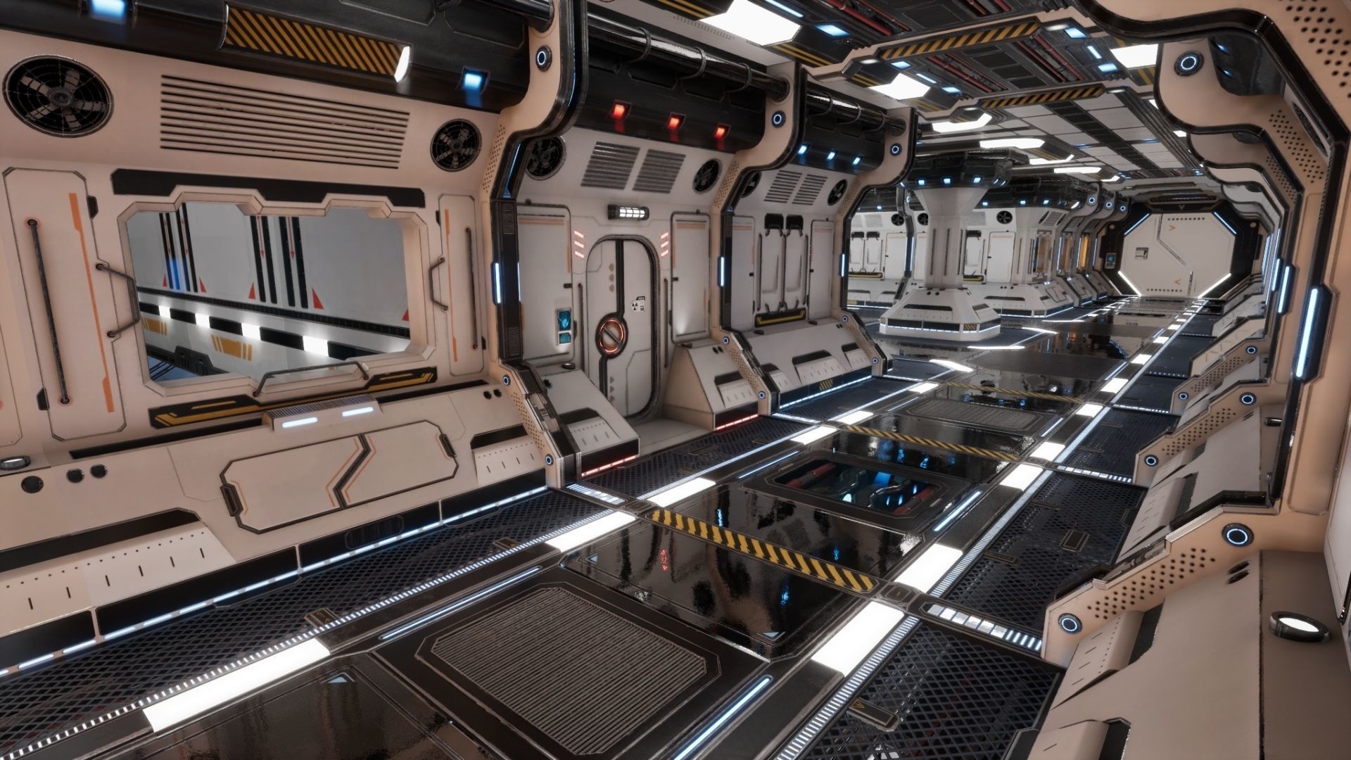 Modular Scifi Interior Spaceship Environment UE4 Low-poly 3D model_22