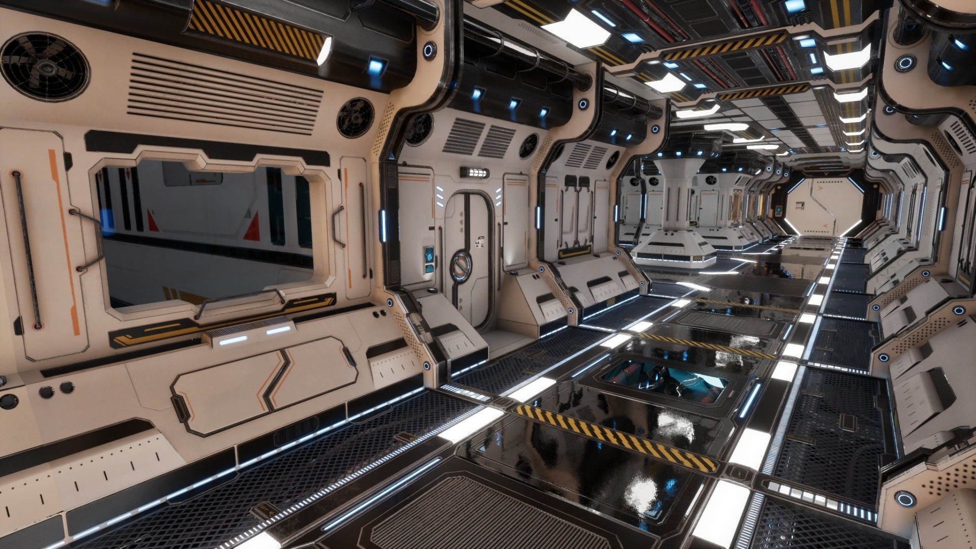 Modular Scifi Interior Spaceship Environment UE4 Low-poly 3D model_33