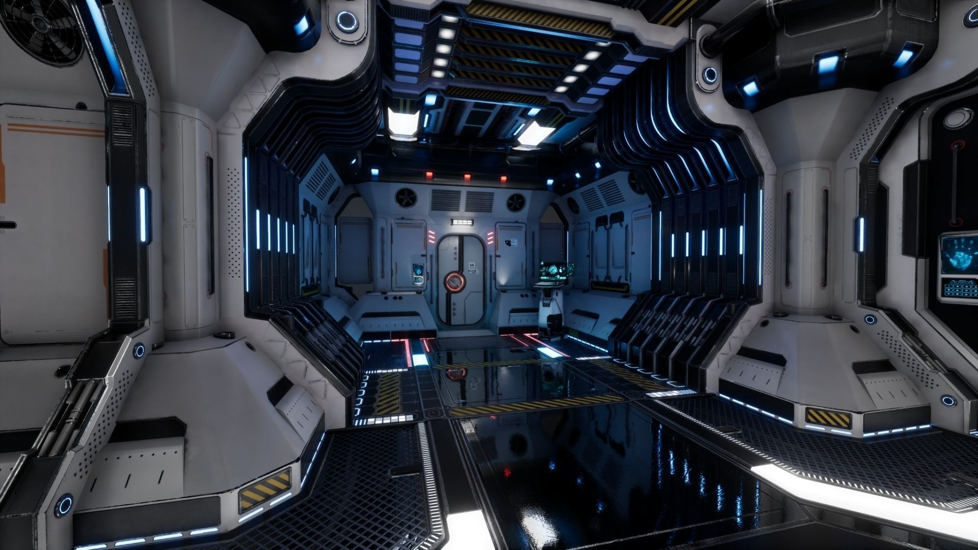Modular Scifi Interior Spaceship Environment UE4 Low-poly 3D model_35