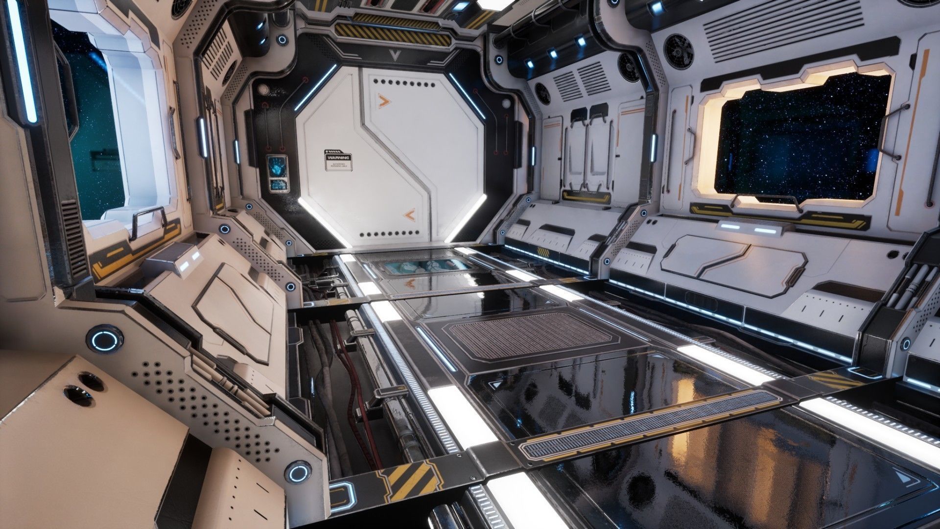 Modular Scifi Interior Spaceship Environment UE4 Low-poly 3D model_18