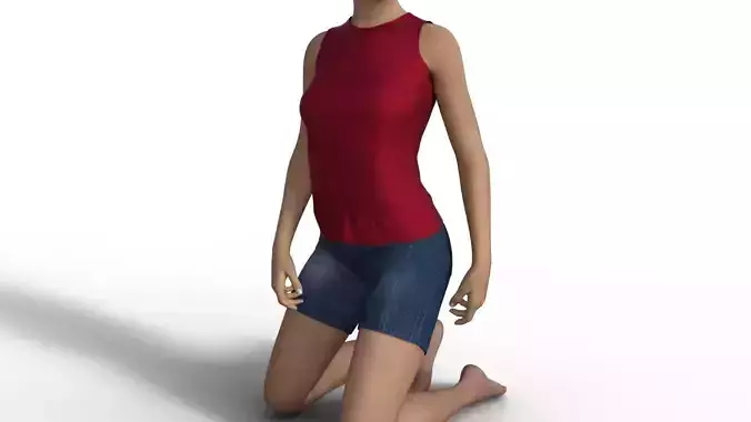 Casual Jeans Shorts Outfit for Genesis 8 Female