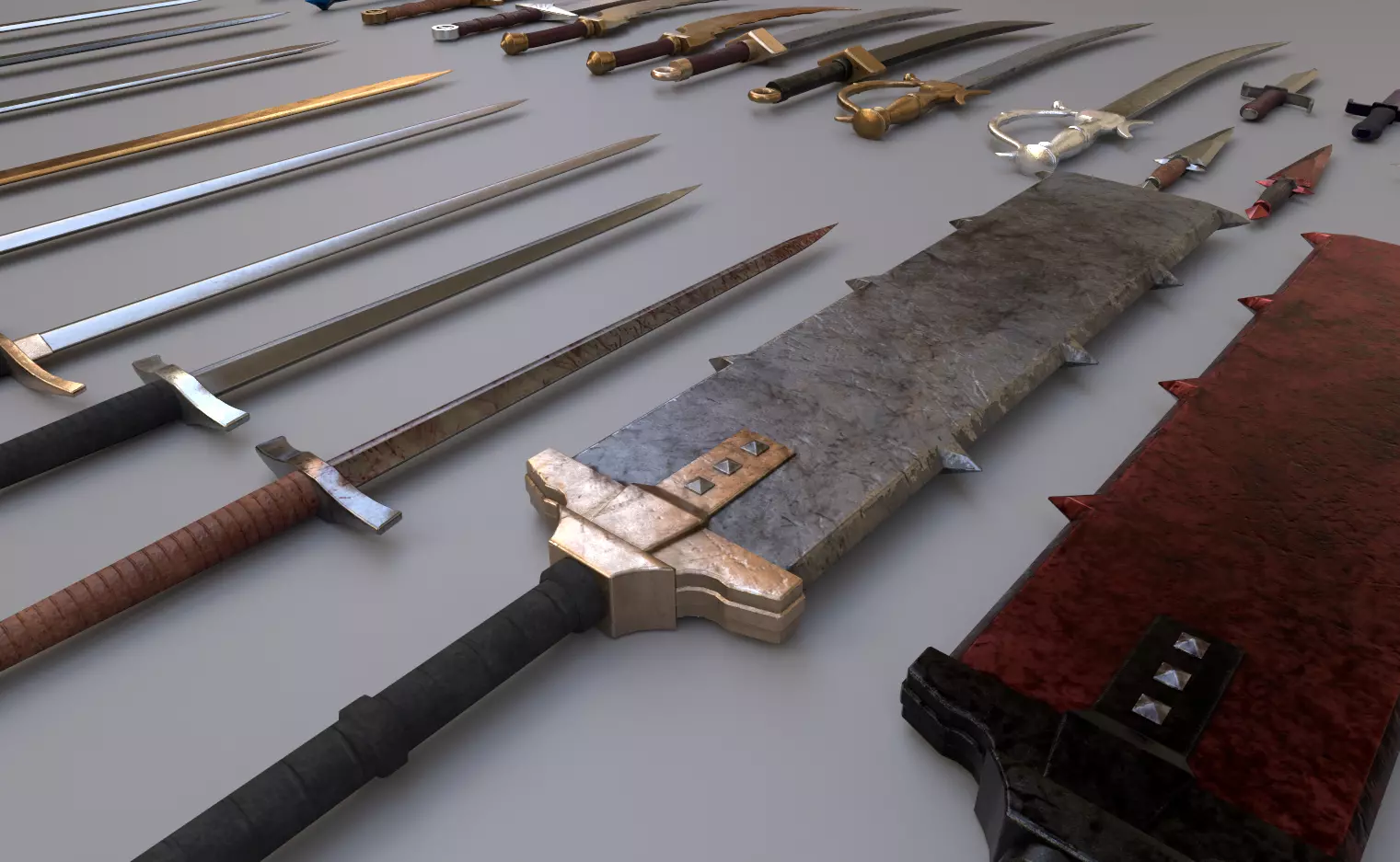 Medieval Fantasy Swords Low-poly 3D model_0