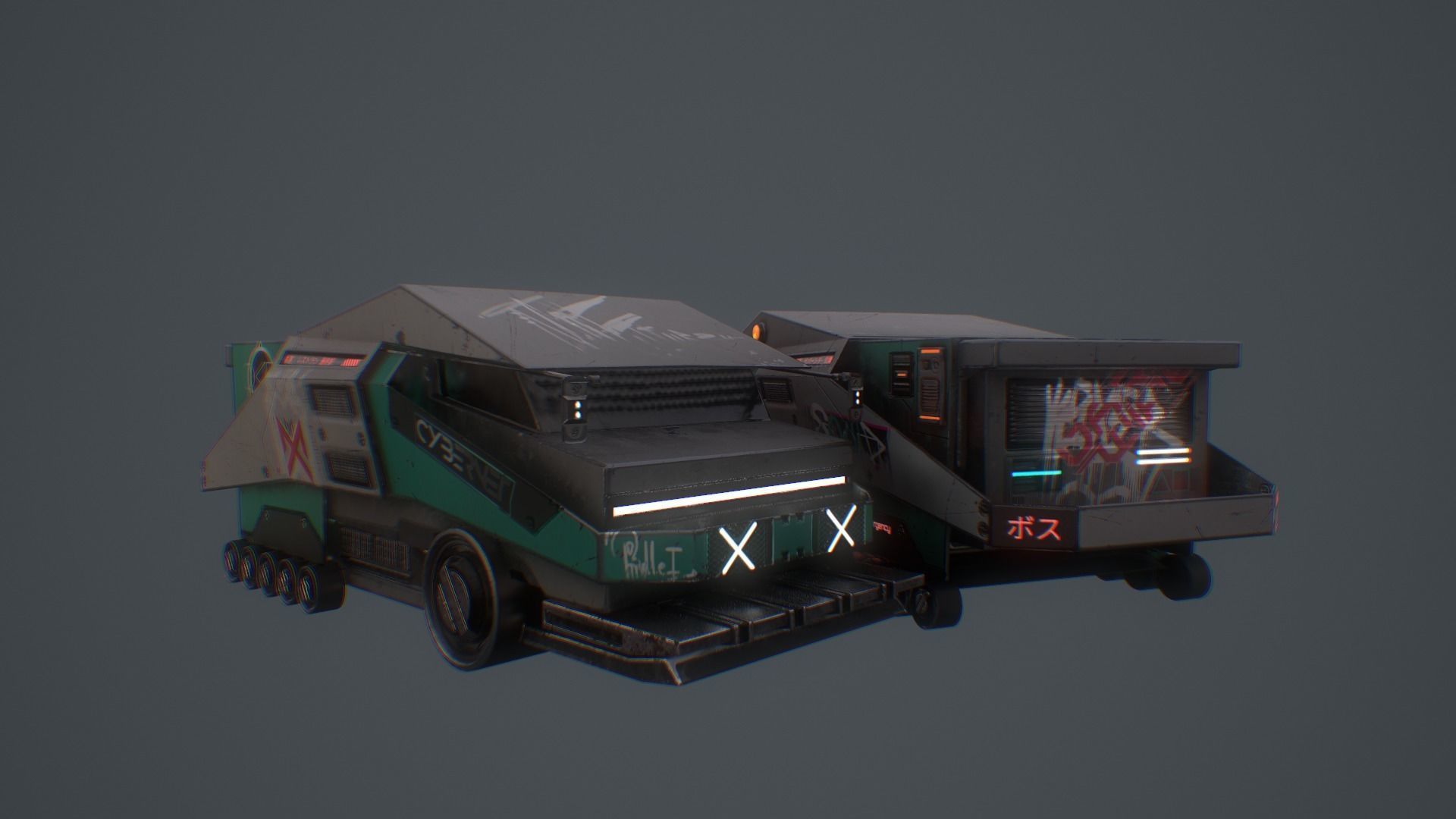 CYBERPUNK TRUCK Low-poly 3D model_4