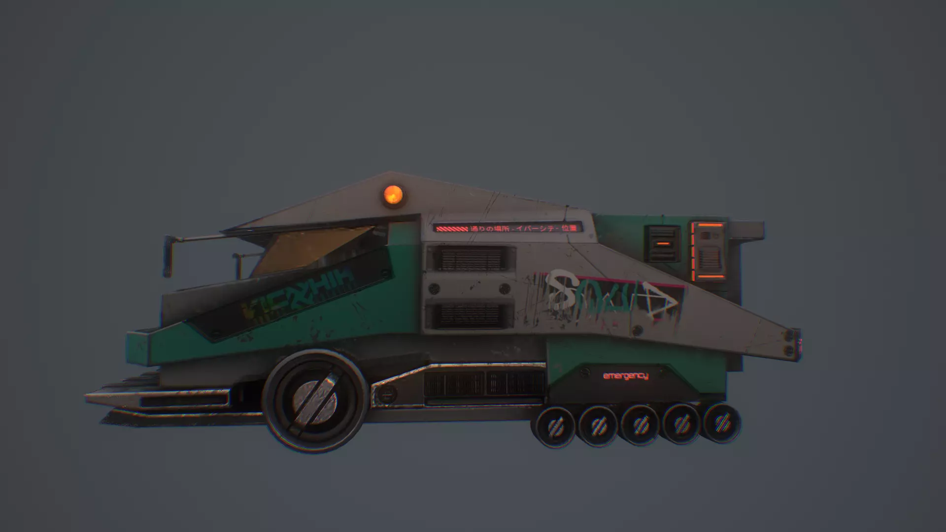 CYBERPUNK TRUCK Low-poly 3D model_0