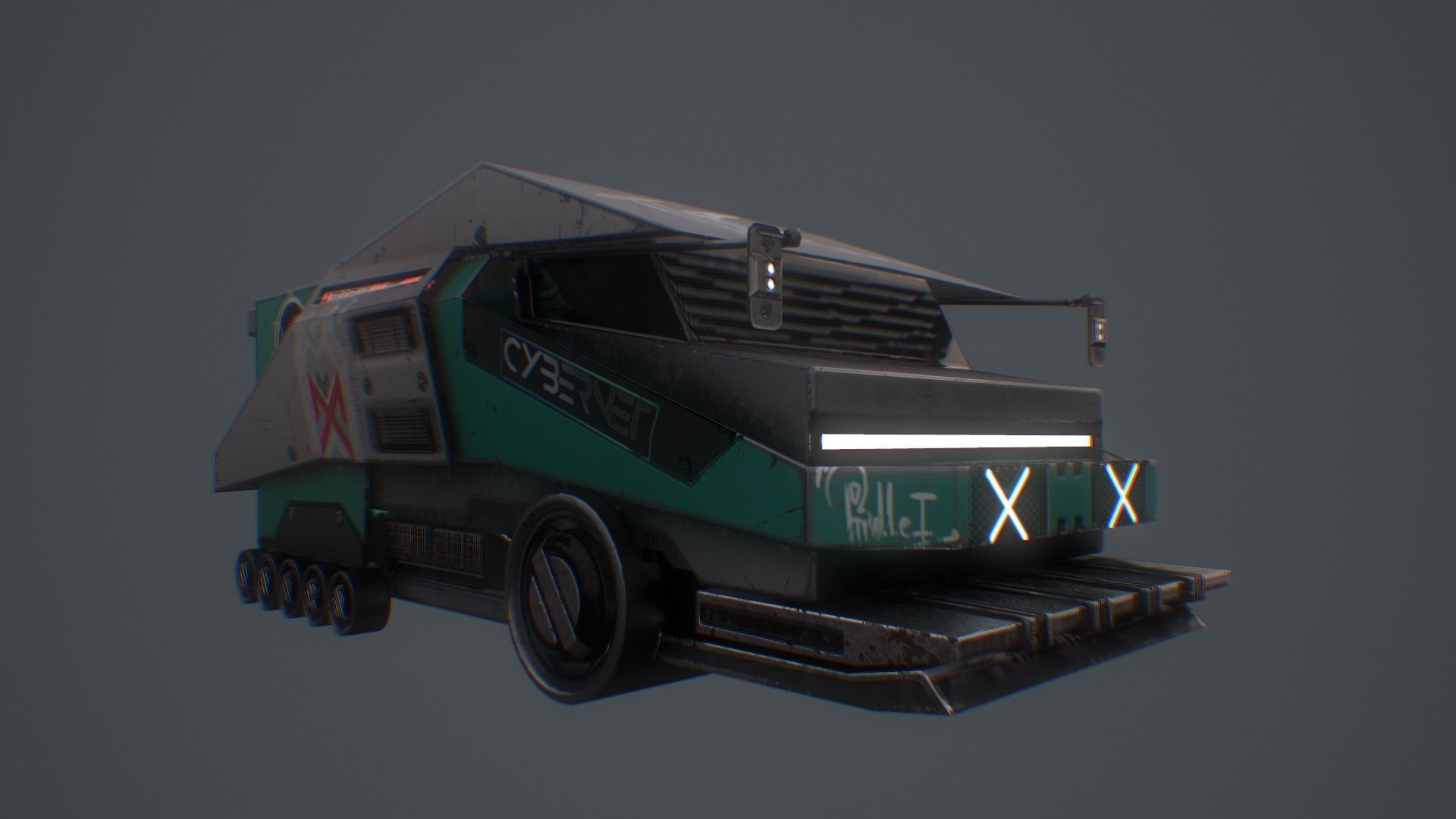 CYBERPUNK TRUCK Low-poly 3D model_6