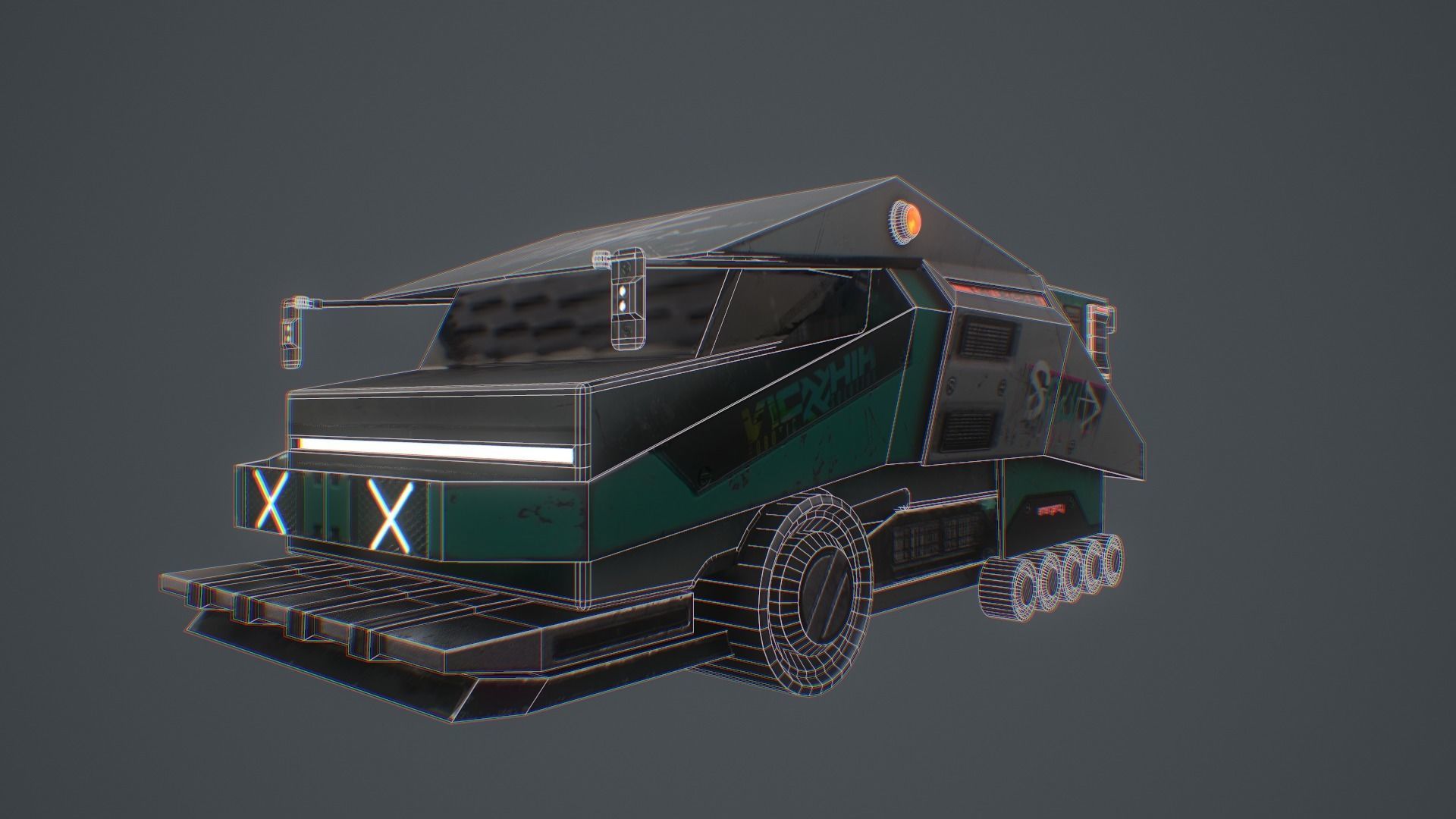 CYBERPUNK TRUCK Low-poly 3D model_13