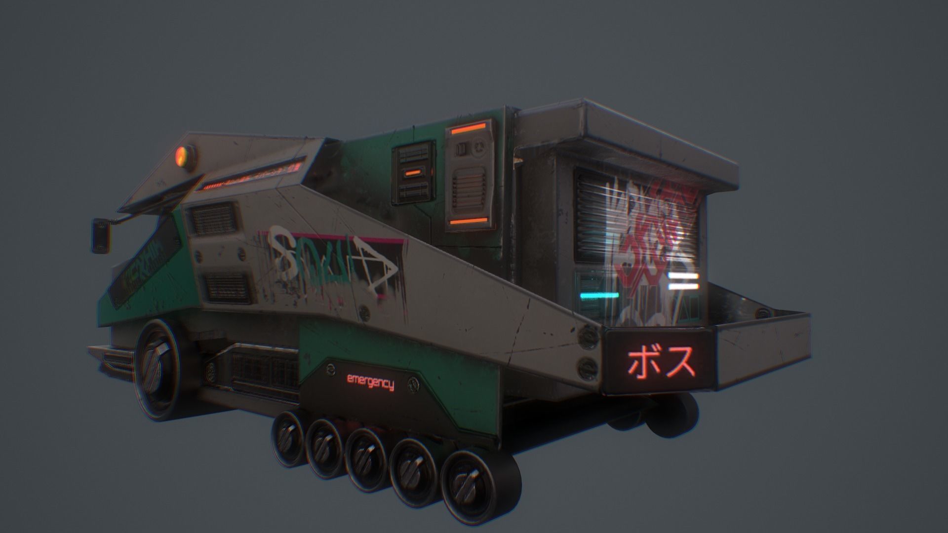 CYBERPUNK TRUCK Low-poly 3D model_2