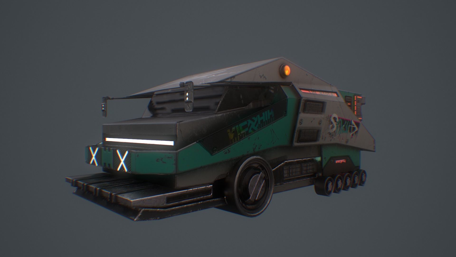 CYBERPUNK TRUCK Low-poly 3D model_3