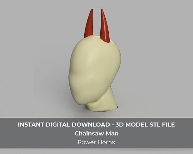 Power Cosplay Horns Chainsaw Man 3D Model STL File 3D print model