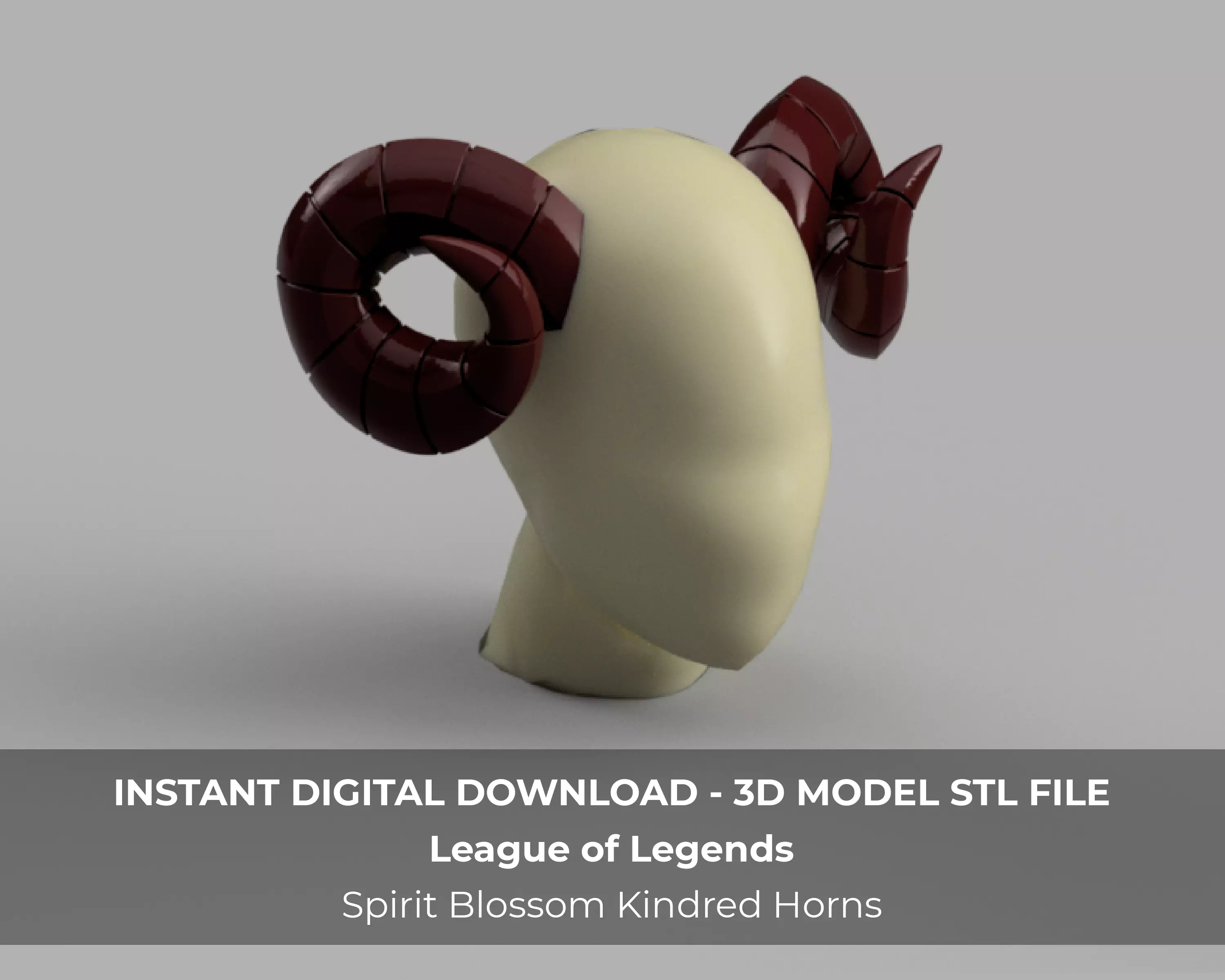 League of Legends Spirit Blossom Kindred Cosplay Ram Horns 3D print model_0