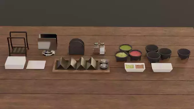 Restaurant Props Low-poly 3D model