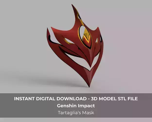 Genshin Impact Tartaglia Childe Cosplay Mask 3D Model STL File