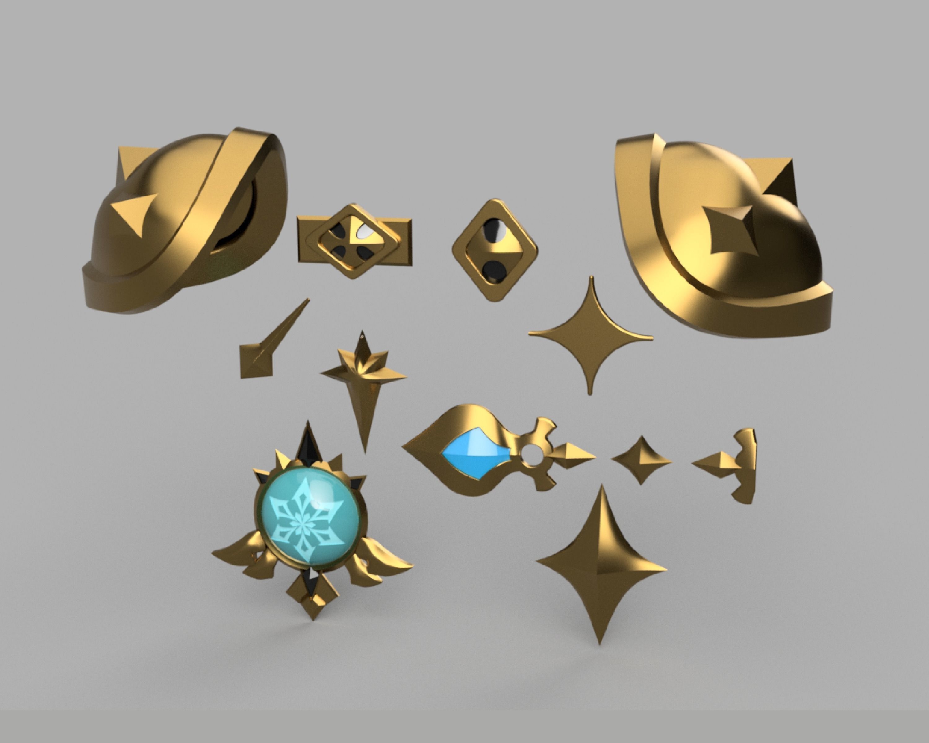 Genshin Impact Kaeya Cosplay Accessories 3D Model STL File 3D print model_1