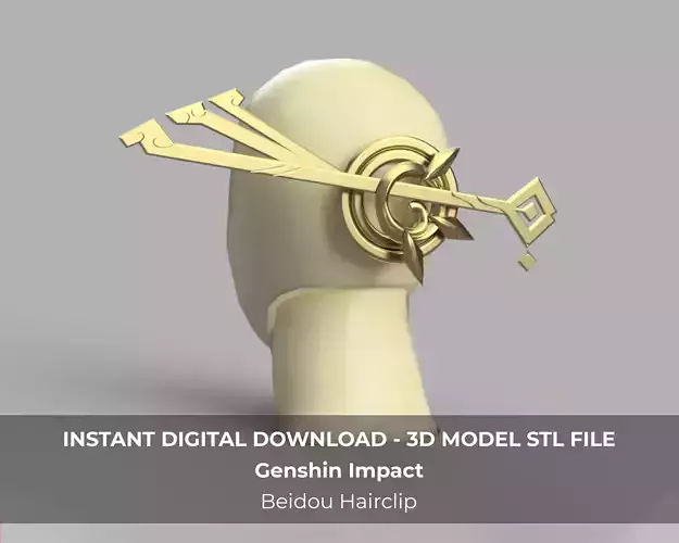 Genshin Impact Beidou Hair Clip 3D Model STL File 3D print model Genshin Impact Beidou Hair Clip 3D Model STL File 3D print model