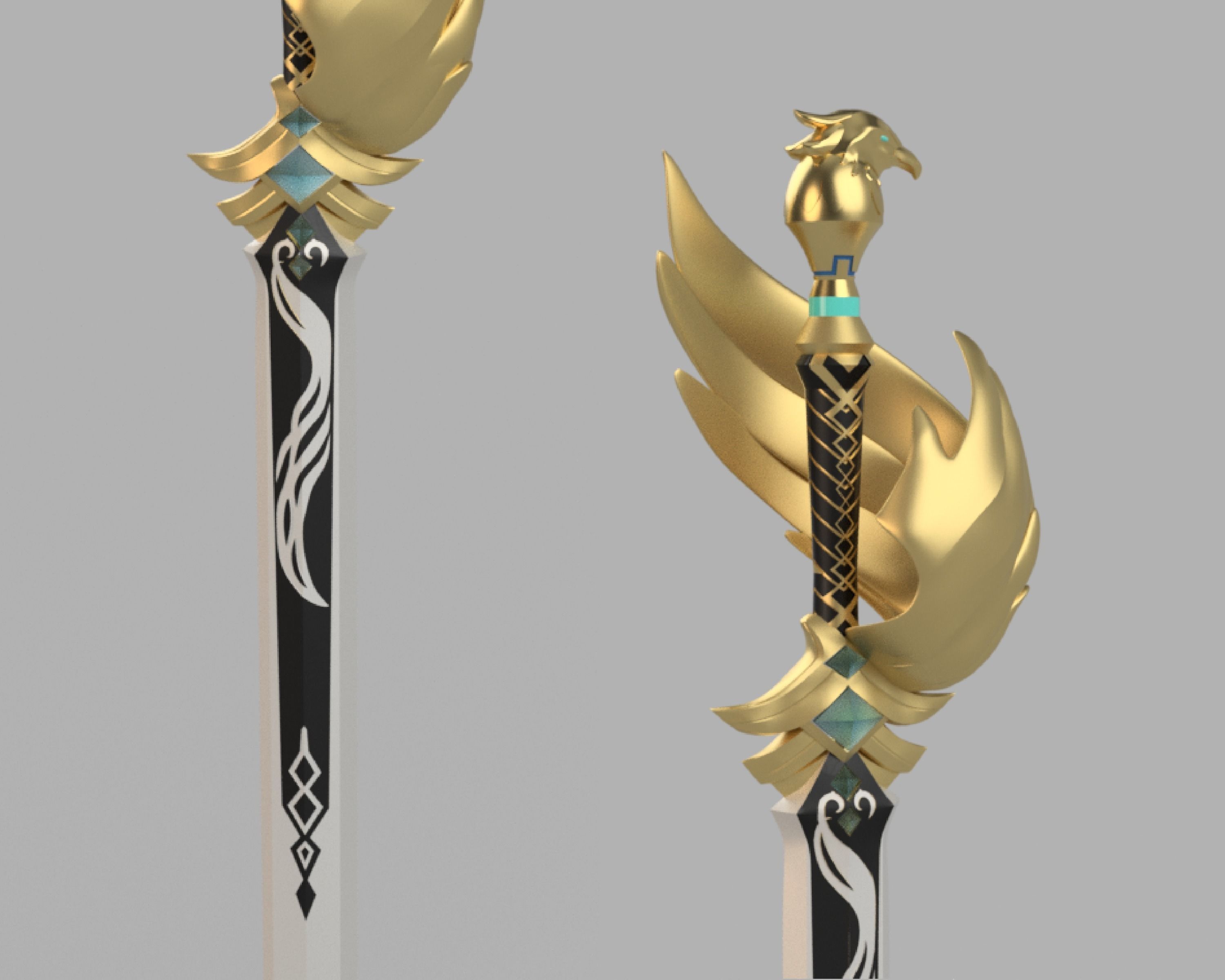 Genshin Impact Favonius Sword Jean Cosplay Sword LEDS 3D print model_4