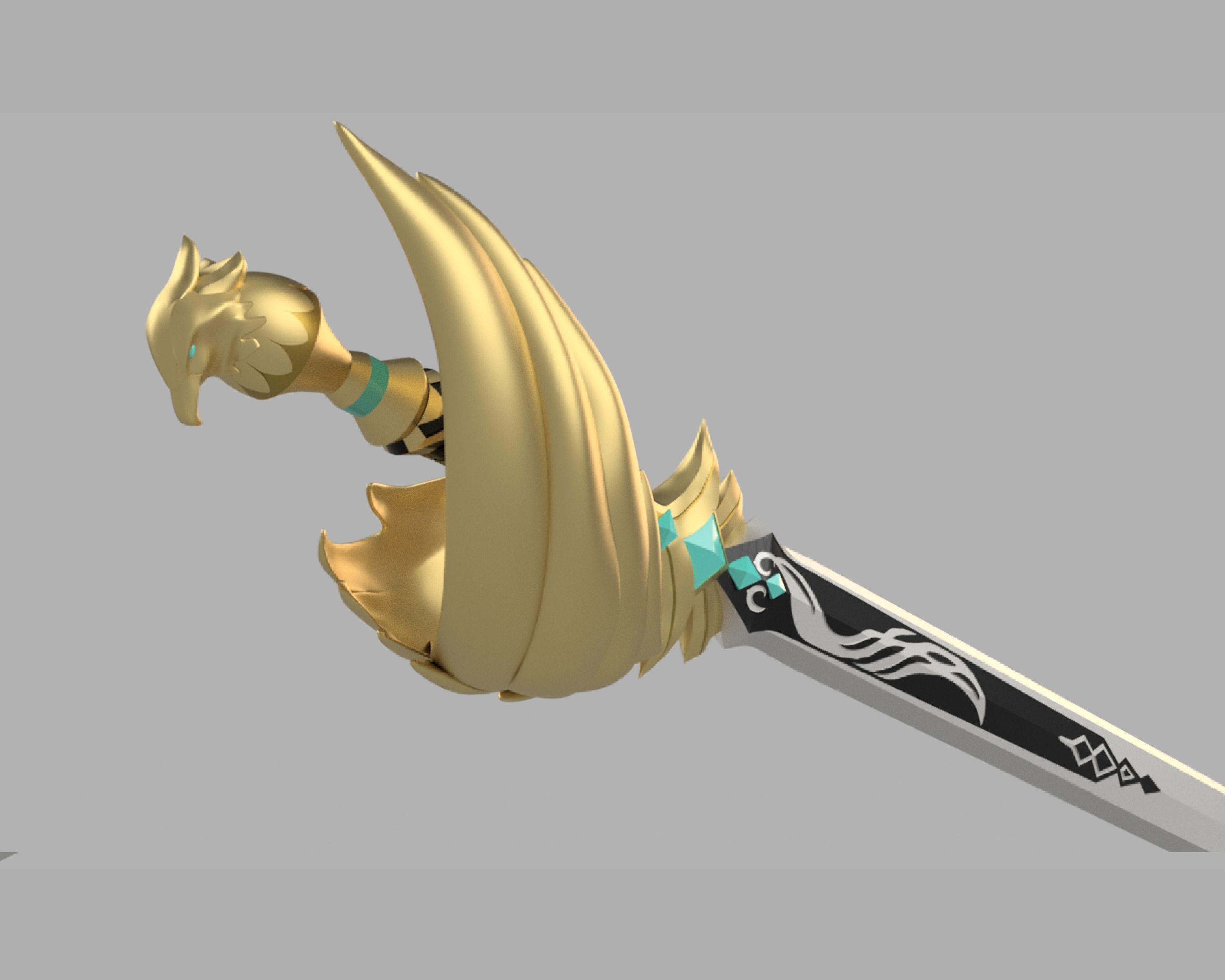 Genshin Impact Favonius Sword Jean Cosplay Sword LEDS 3D print model_2