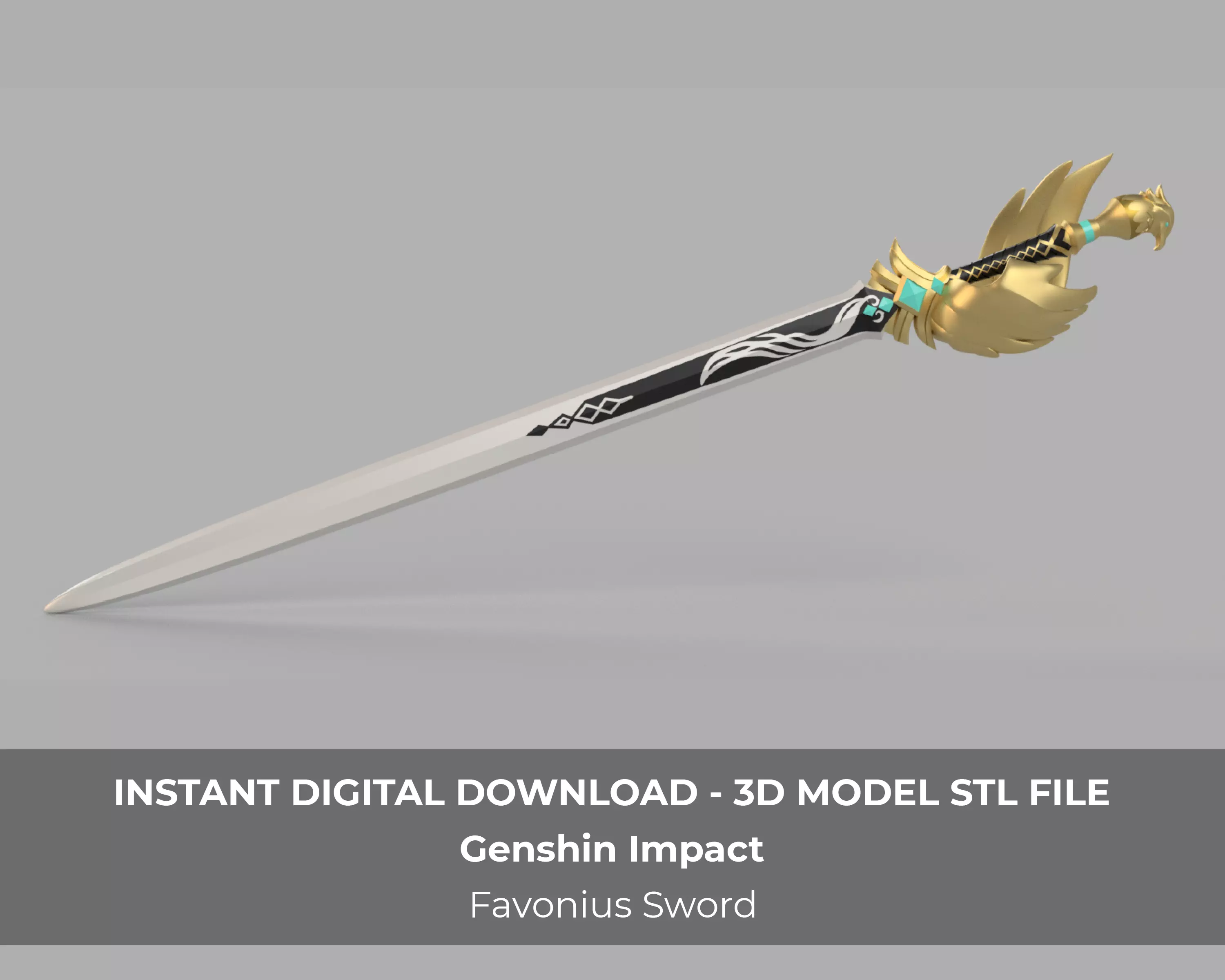 Genshin Impact Favonius Sword Jean Cosplay Sword LEDS 3D print model_0