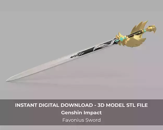 Genshin Impact Favonius Sword Jean Cosplay Sword LEDS 3D print model