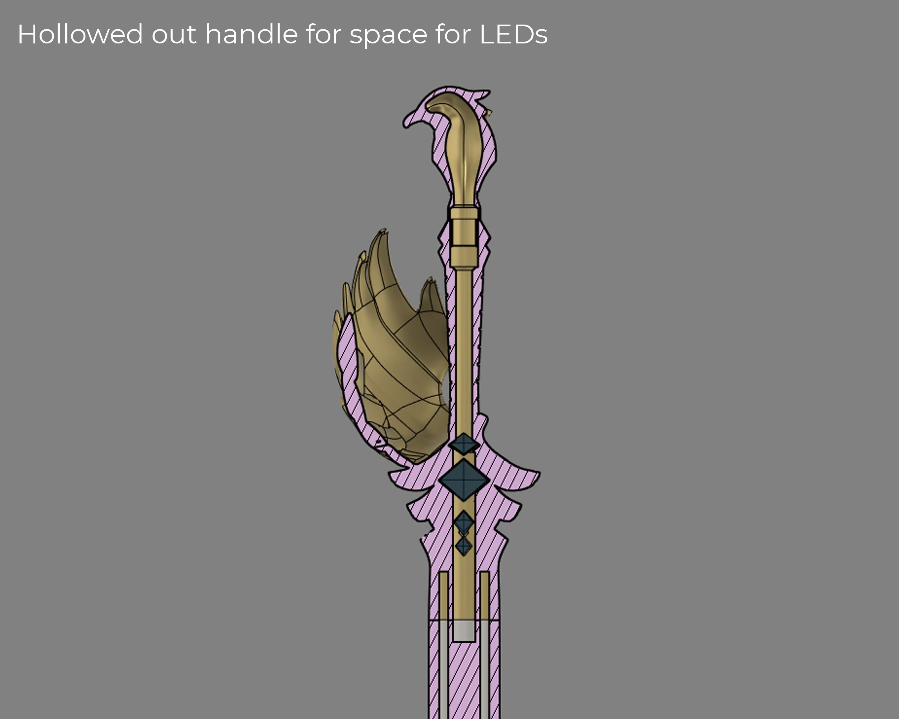 Genshin Impact Favonius Sword Jean Cosplay Sword LEDS 3D print model_3