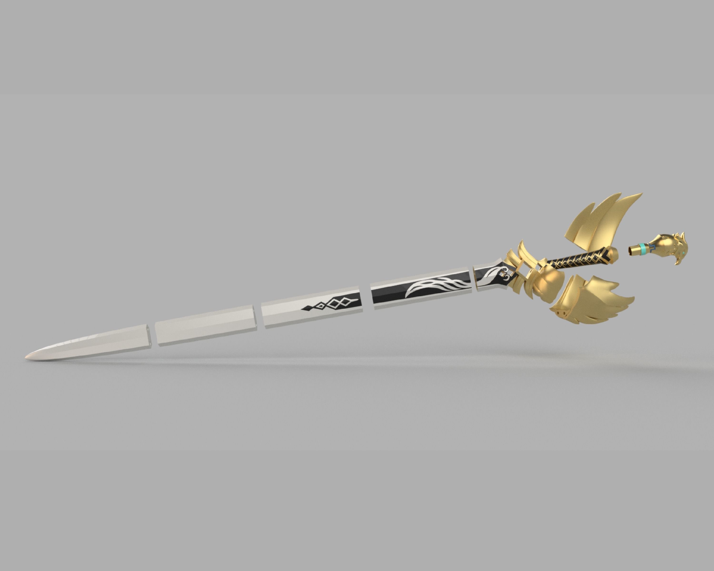 Genshin Impact Favonius Sword Jean Cosplay Sword LEDS 3D print model_5