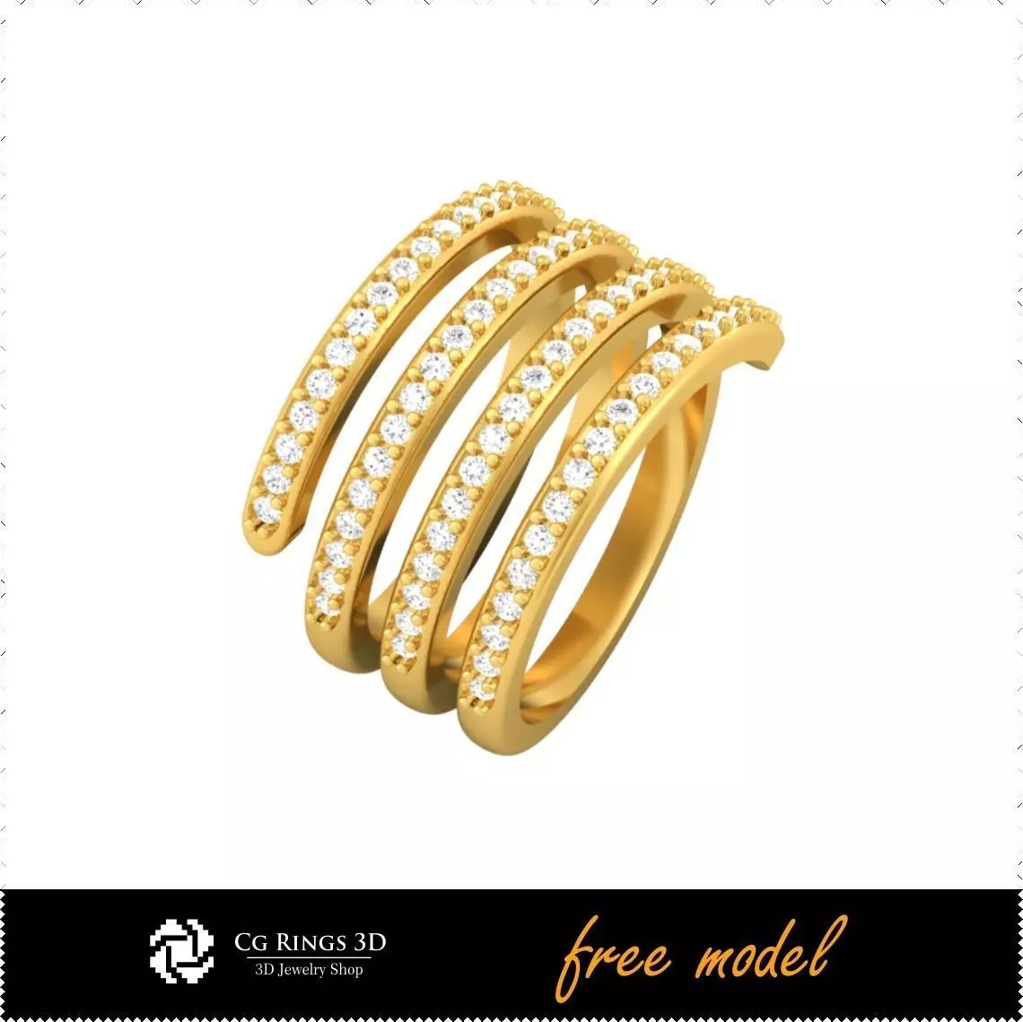 CAD CAM 3D Gemstone Rings - Free 3D Model Free 3D print model