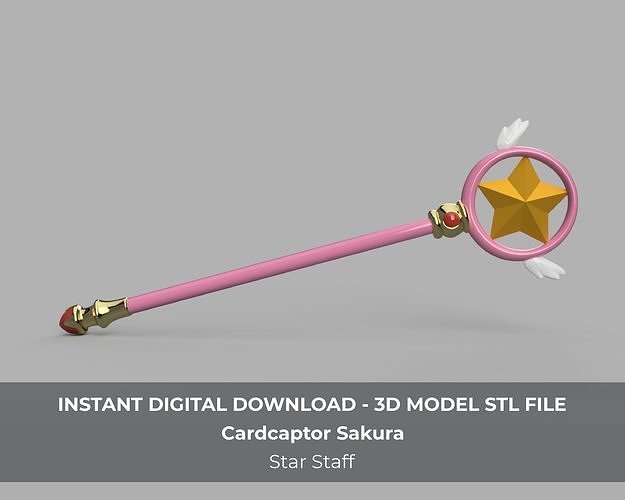Cardcaptor Sakura Sealing Staff Star Wand Cosplay Prop 3D print model