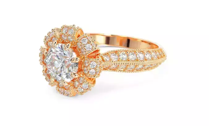 vintage gold enagagement ring with 6mm round diamond