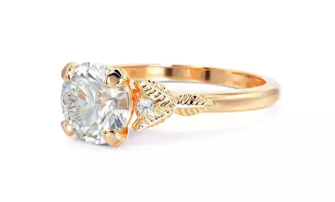  gold engagement nature ring with 1Ct diamond