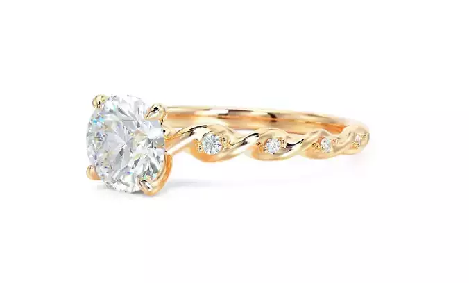 gold engagement ring 6mm central diamond