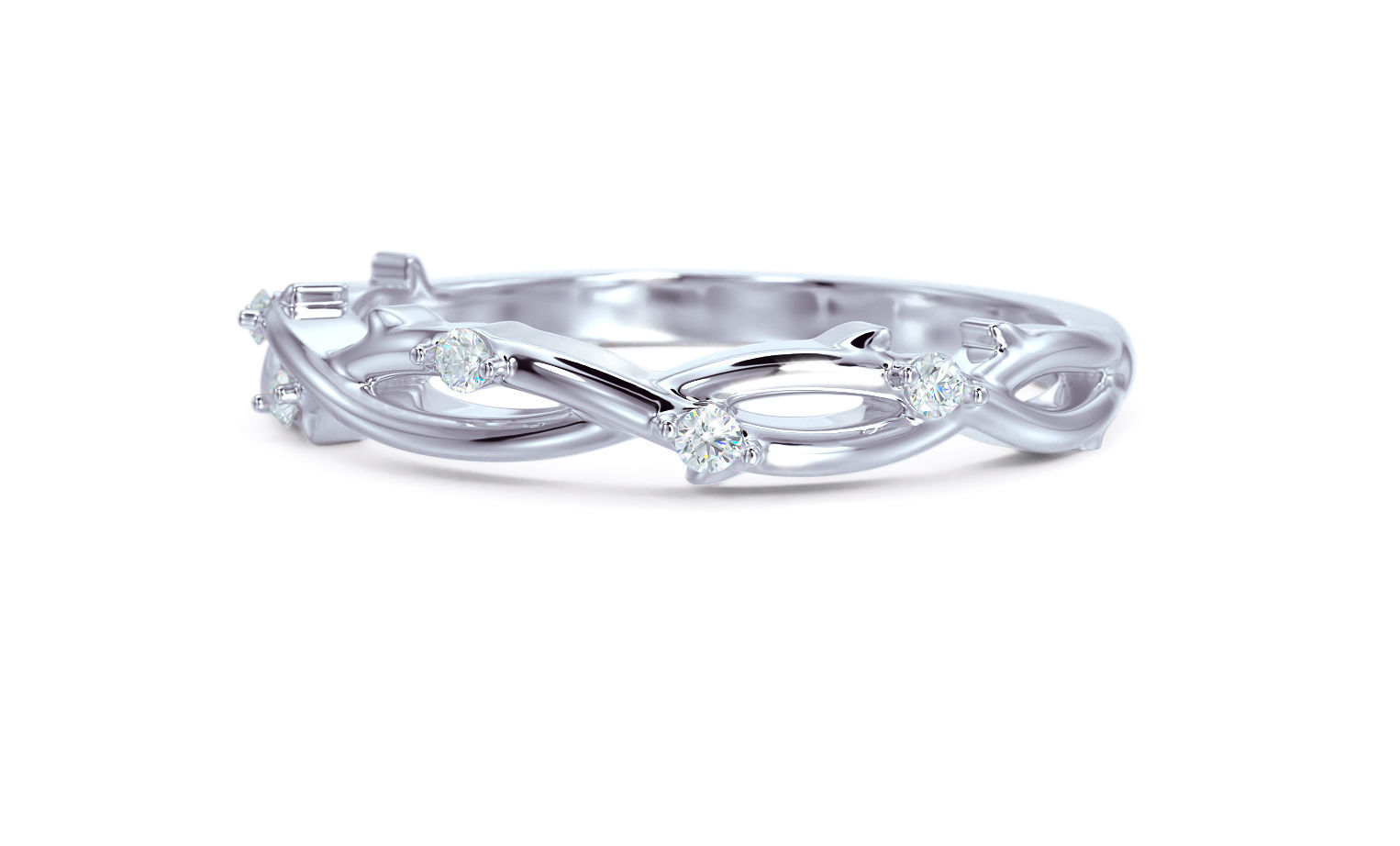 wedding gold ring leafs  3D print model_12