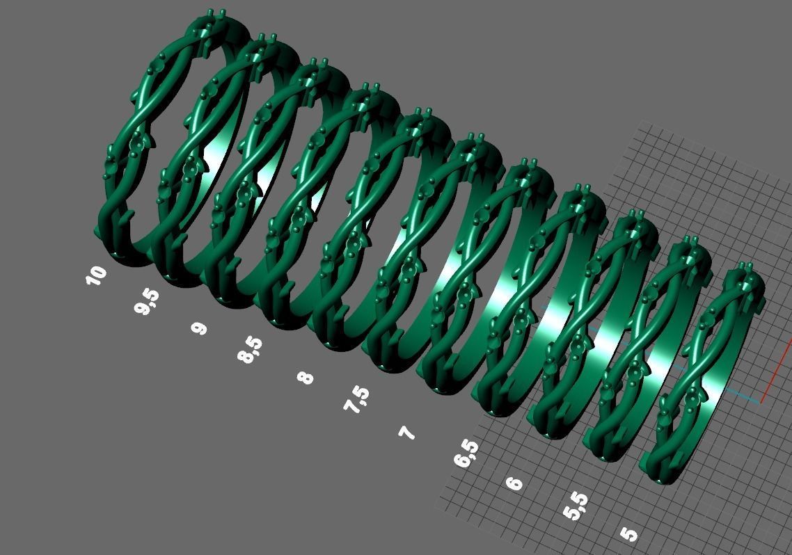 wedding gold ring leafs  3D print model_1