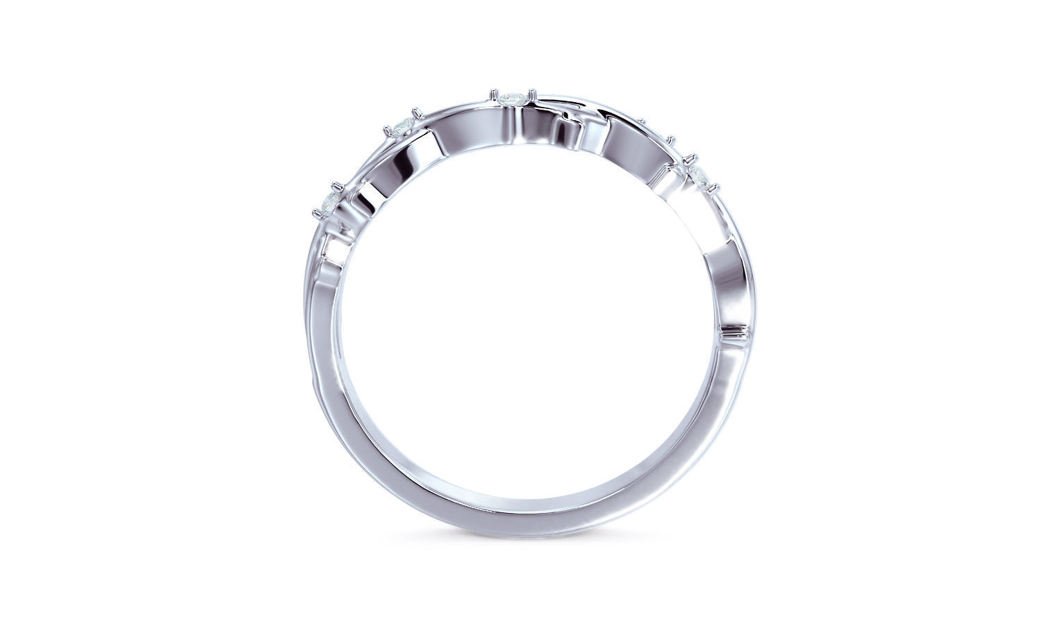 wedding gold ring leafs  3D print model_8